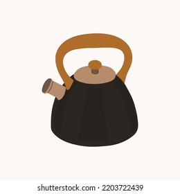 Kitchen kettle vector illustration. Cooking tool, utensil, isolated on white background. Vector illustration