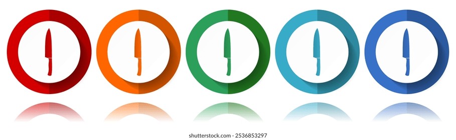 Iconos del vector del kinfe de la cocina, sistema plano del icono para el diseño del logotipo, diseño web y aplicaciones móviles, colección colorida del Botón del Web en eps 10