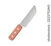 kitchen knife 3d icon. Isolated object on transparent background