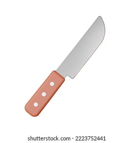 icono de 3d con cuchillo de cocina. Objeto aislado sobre fondo transparente