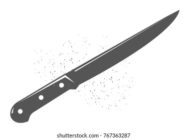 Kitchen knife. Black illustration.