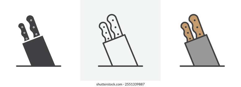 Kitchen knife block icon pack. Vector illustration. EPS10