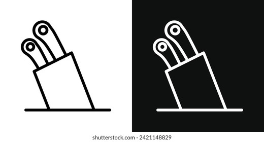 Kitchen knife block icon set. Vector illustration
