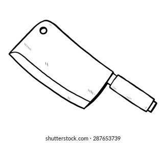 kitchen knife / cartoon vector and illustration, black and white, hand drawn, sketch style, isolated on white background.