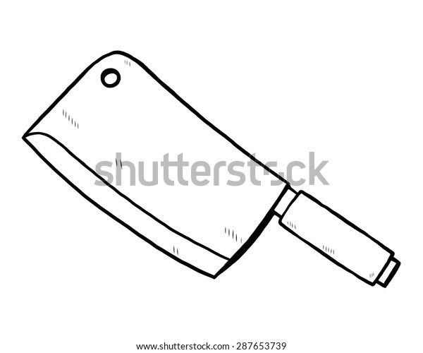 Kitchen Knife Cartoon Vector Illustration Black Stock Vector (Royalty