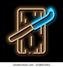 cuchillo de cocina para el vector de señal de luz de neón de queso. Icono brillante brillante cuchillo de cocina para la señal del queso. ilustración de símbolo transparente