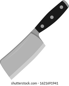 Kitchen knife for chopping meat on a white isolated background. Vector illustration on the theme of kitchen utensils.
