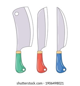 Cuchillo de cocina, ilustración del vector de arte de línea de color 