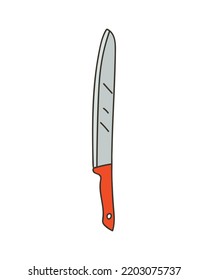 Icono de colorido cuchillo de cocina en vector. Dibujo de garabatos de colores en el vector