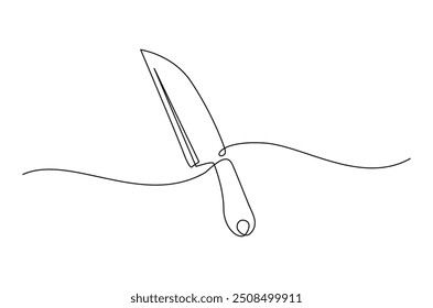 kitchen knife continuous one line drawing. Chef knife single line art illustration. Editable vector.