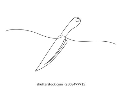 faca de cozinha contínua um desenho de linha. Chef faca ilustração de arte de linha única. Vetor editável.