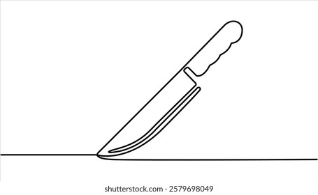 Kitchen knife continuous one line drawing. Chopping knife continuous line icon. kitchen knife illustration