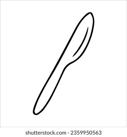 Kitchen knife, cutlery. Vector black and white hand-drawn illustration. Silhouette, icon, logo, sketch, template, doodles.