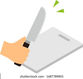 Kitchen knife and cutting board