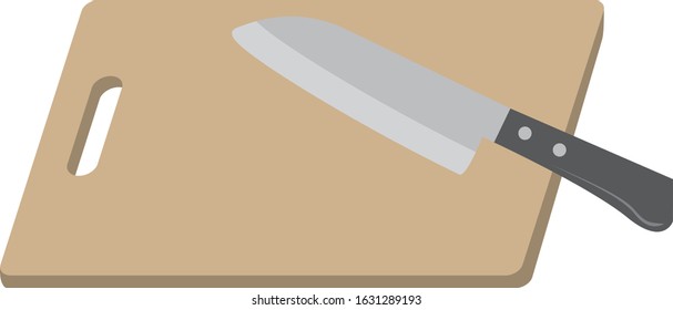 Kitchen knife and cutting board image illustration