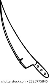 kitchen knife for cutting vegetables and meat dishes doodle linear cartoon coloring