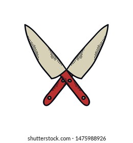 kitchen knife doodle icon, vector illustration