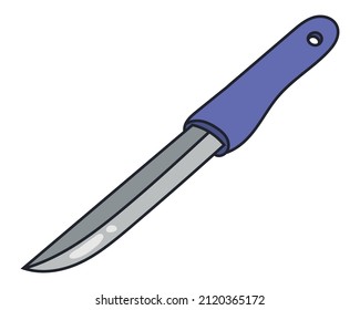 Kitchen knife Doodle Illustration Vector Icon. Hand drawn, comic, outline.