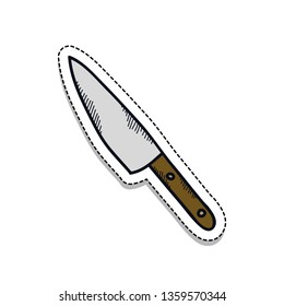 kitchen knife doodle sticker icon