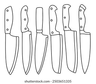 Cuchillo de cocina dibujo doodle. Ilustración vectorial. Cocina, cuchillo