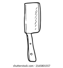 Küchenmesser gezeichnet im Stil von Doodle.Schwarz-weißes Bild.Monochrome.Umrisszeichnung.Vektorbild