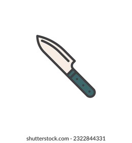 Icono de contorno relleno de cuchillo de cocina, señal de vector de línea, pictograma lineal colorido aislado en blanco. Símbolo, ilustración del logotipo. Gráficos vectoriales