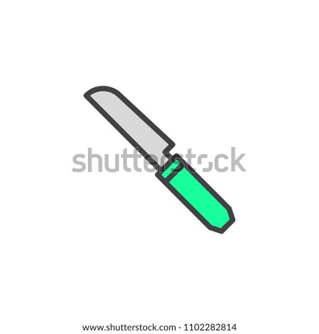 Kitchen knife filled outline icon, line vector sign, linear colorful pictogram isolated on white. Butter knife symbol, logo illustration. Pixel perfect vector graphics