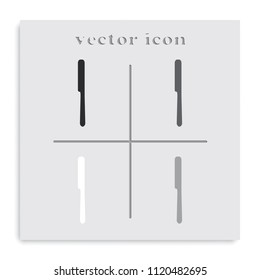 Kitchen knife flat black and white vector icon.