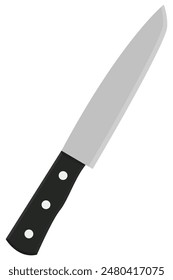 Cuchillo de cocina icono plano aislado sobre fondo blanco.