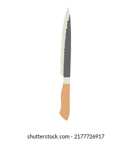 Ilustración plana de Cuchilla de cocina. Limpiar elemento de diseño de iconos en fondo blanco aislado