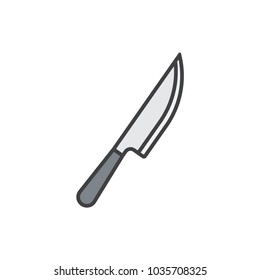 Kitchen knife flat line colored icon.