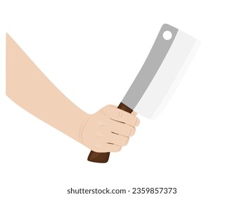 Küchenmesser in der Hand auf weißem Hintergrund.
