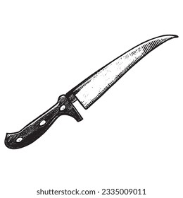 kitchen knife, Hand-drawn engraving style illustrations.