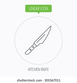 Kitchen knife icon. Chef tool sign. Linear outline circle button. Vector