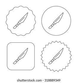 Kitchen knife icon. Chef tool sign. Flat circle, star and emblem buttons. Labels design. Vector