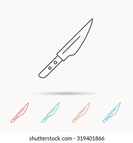 Kitchen knife icon. Chef tool sign. Linear icons on white background. Vector