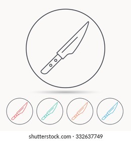 Kitchen knife icon. Chef tool sign. Linear circle icons.