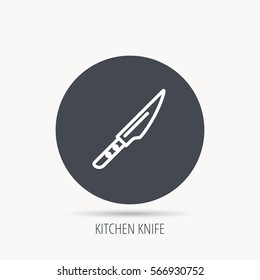 Kitchen knife icon. Chef tool sign. Round web button with flat icon. Vector