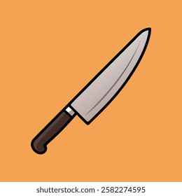 Kitchen Knife icon, colourful knife vector illustration, Simple Illustration of a Chef's Knife, flat illustration of a chef's knife.