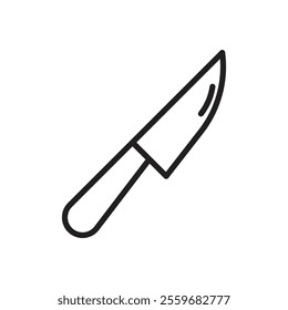 Kitchen knife icon Flat art in black and white isolated