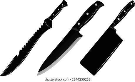Küchenmesser-Symbol auf weißem Hintergrund, einzelne Vektorgrafik. Küchengeräte png.
