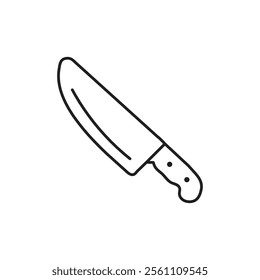 Kitchen knife icon Outline vector line symbol