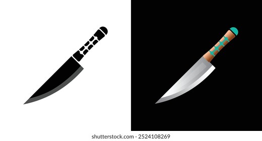 Küchenmesser-Icon-Set zum Kochen, Essen und Kulinarisches Vektorgrafik
