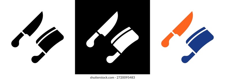 Juego de iconos de cuchillo de cocina Ilustración vectorial de glifo