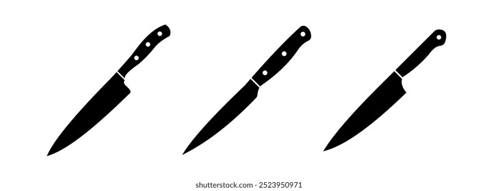 Icono de cuchillo de cocina. Conjunto de silueta de cuchillo de cocina. Ilustración vectorial del logotipo del cuchillo