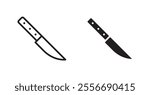 Kitchen knife icon set in Thin line black color.