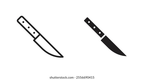 Kitchen knife icon set in Thin line black color.