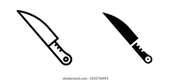 Kitchen knife icon symbol collection on white background.