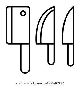 Kitchen knife icon in thin line style Vector illustration graphic design 