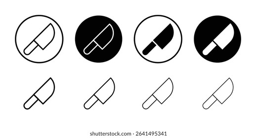 Kitchen knife icon Thin line illustration set vector